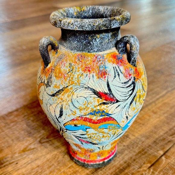 Other - Ancient Greek Minoan Handmade Ceramic Pottery Vase Fresco Dolphins Fish Replica